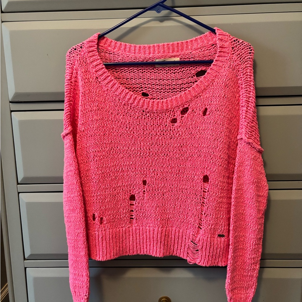 Women’s Hollister Pink Distressed Women's Sweater